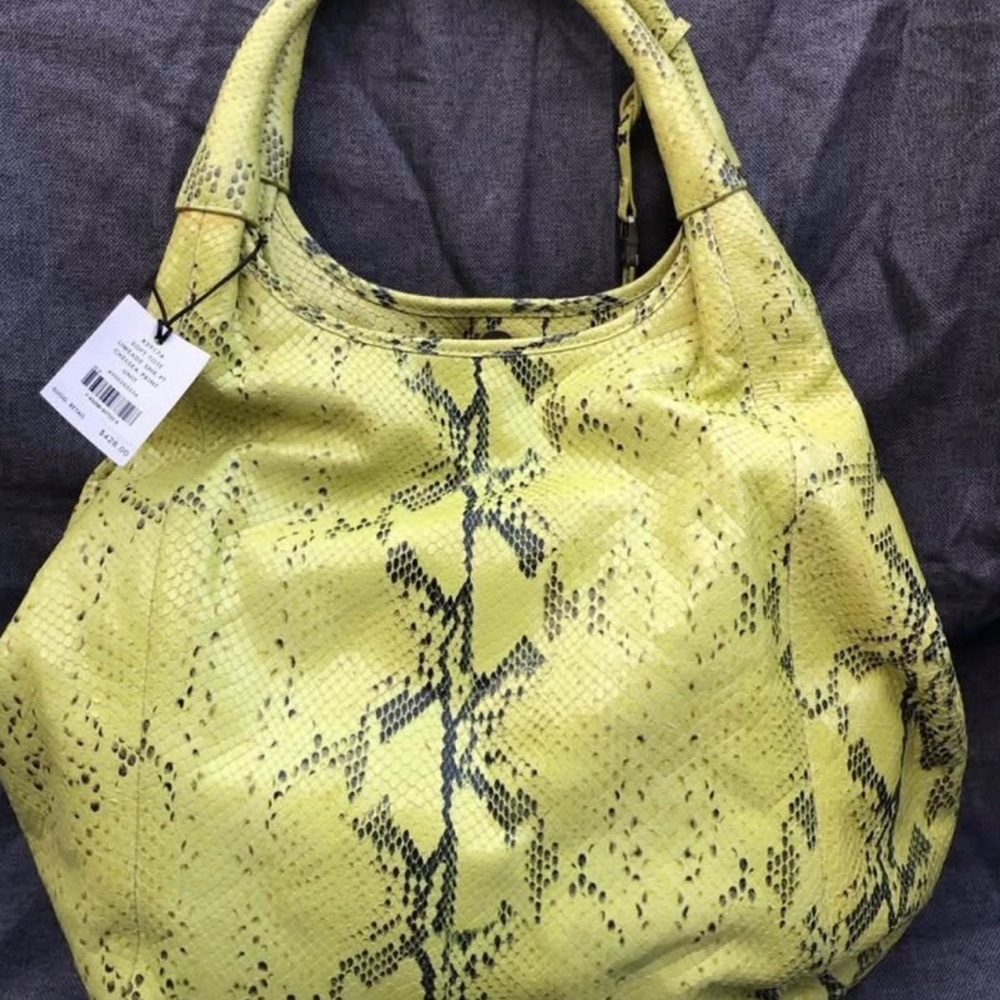 Cole Haan Yellow Snakeskin Hobo Bag